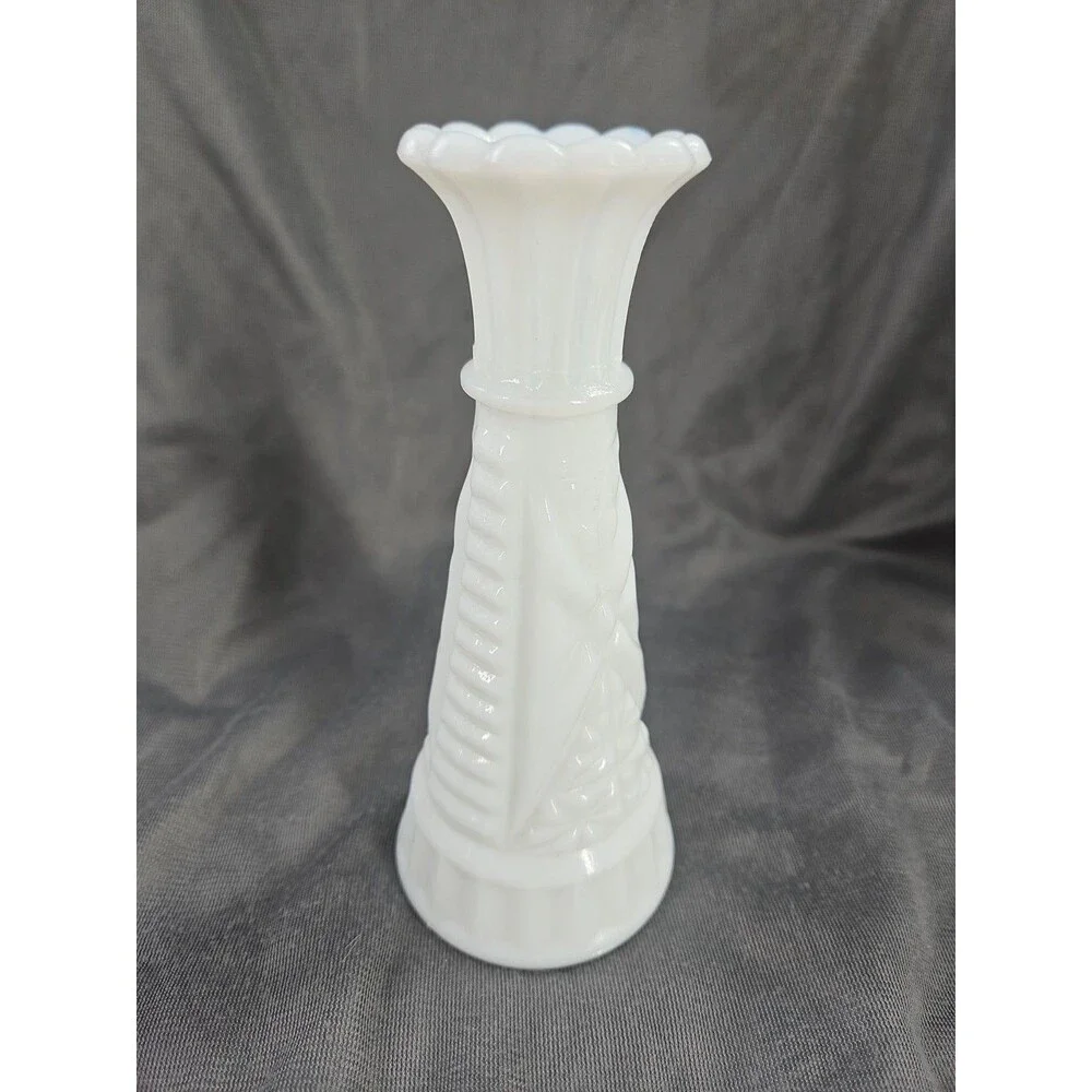White Milk Glass Vase Lot‎ of 3 Vintage Hobnail Dots & Varied Lg, Small & Medium